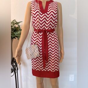 New With Tags Women's Mud Pie Dress Red and White Chevron Size Small
